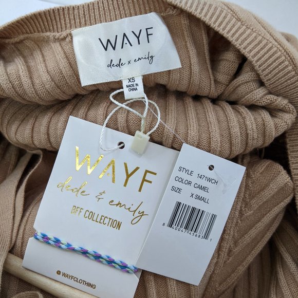 WAYF Size XS Womens BFF Hollie Long Sleeve Side Slit Sweater Dress in Camel - Picture 11 of 13